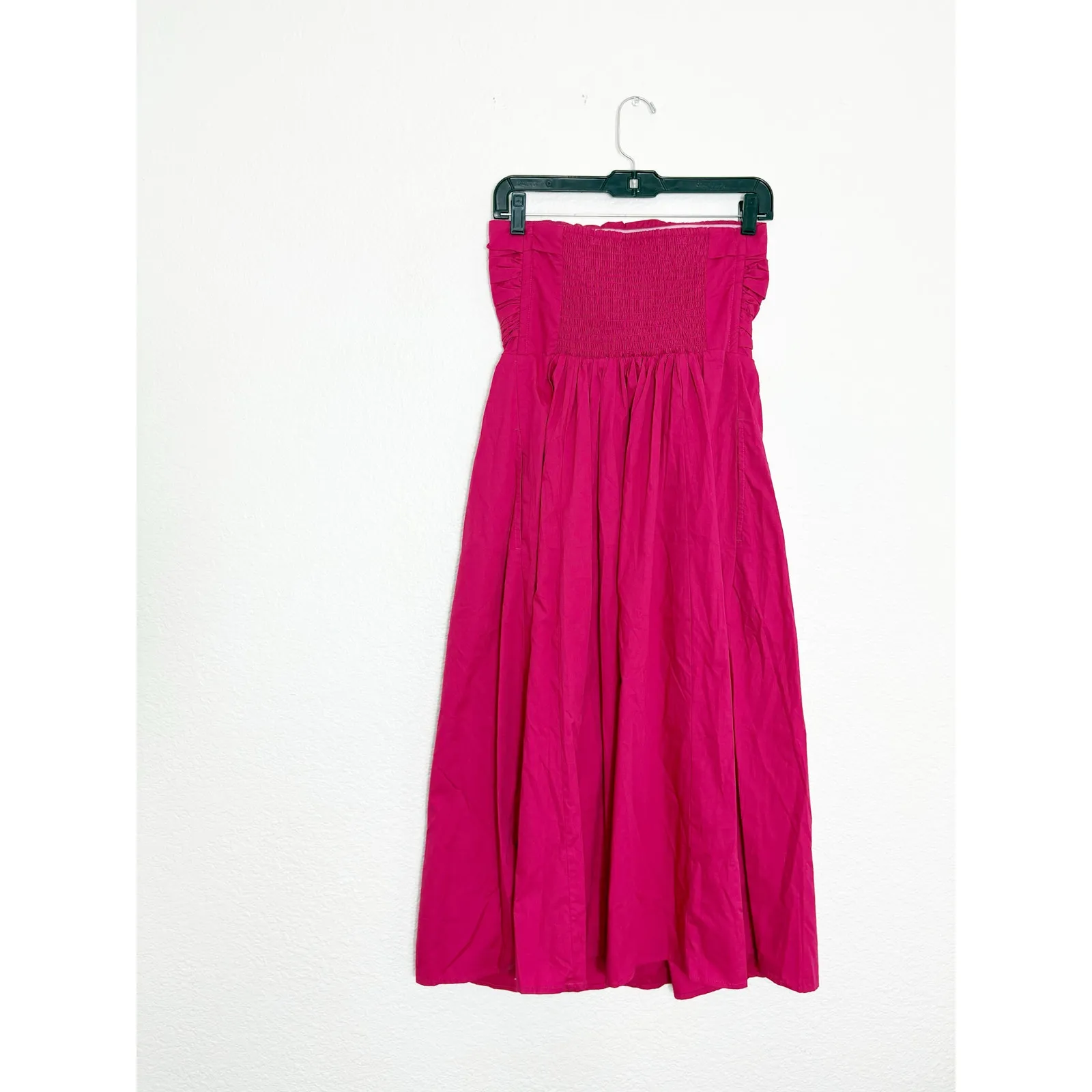 NEW Abercrombie & Fitch Emerson Poplin Ruched Strapless Midi Dress Small Pink - Image 12