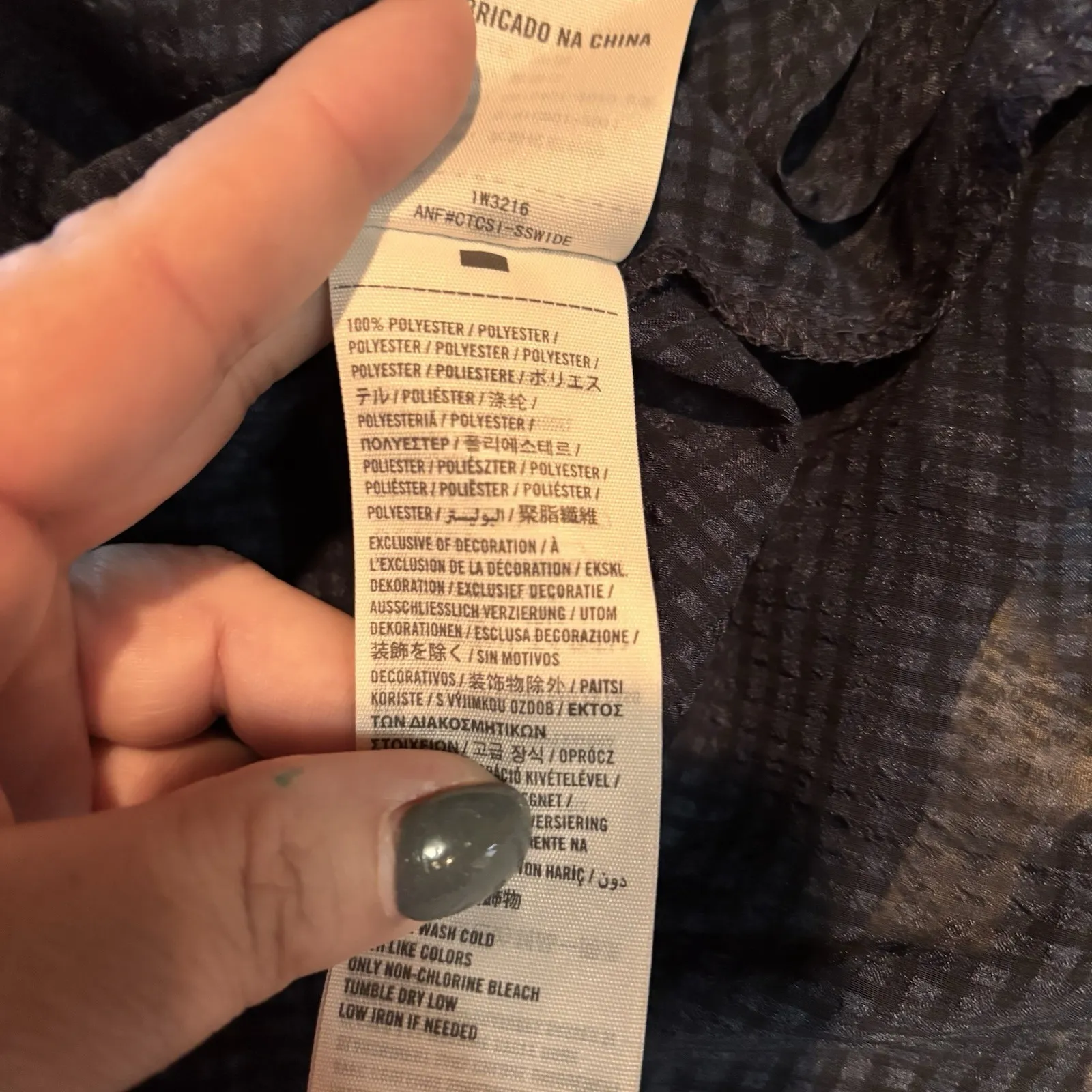 Abercrombie & Fitch Sheer Navy Blouse XS Embellished Collar Button Front Top - Image 7