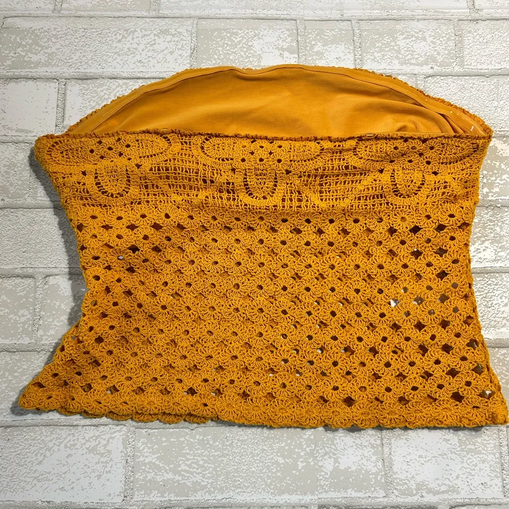 J. Crew Mustard Crochet Tube Top - Image 2