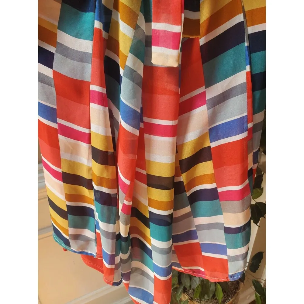 Tacera Women's Multicolor Polyester Round Neck Long Sleeve Knee Length Dress L - Image 8