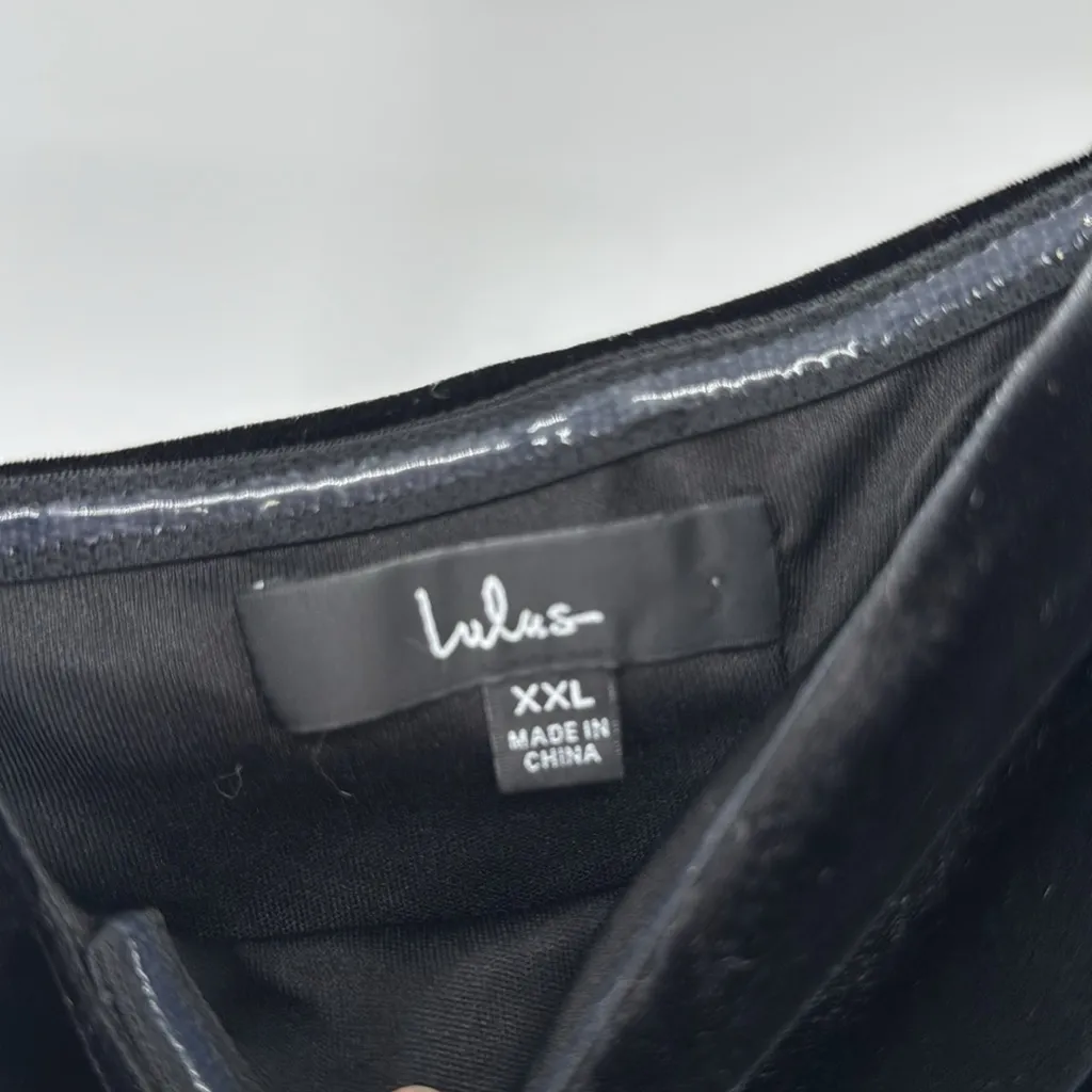 Lulu's Elegant Black Velvet One Shoulder Dress high slit XXL event party formal - Image 8