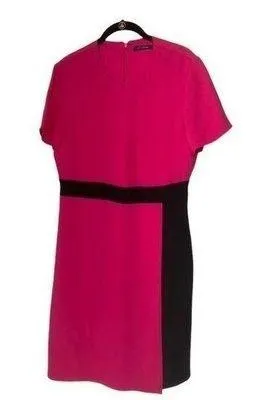 St. John Pink Black Colorblock Silk Short Sleeve Sheath Dress Size 8 New - Image 1