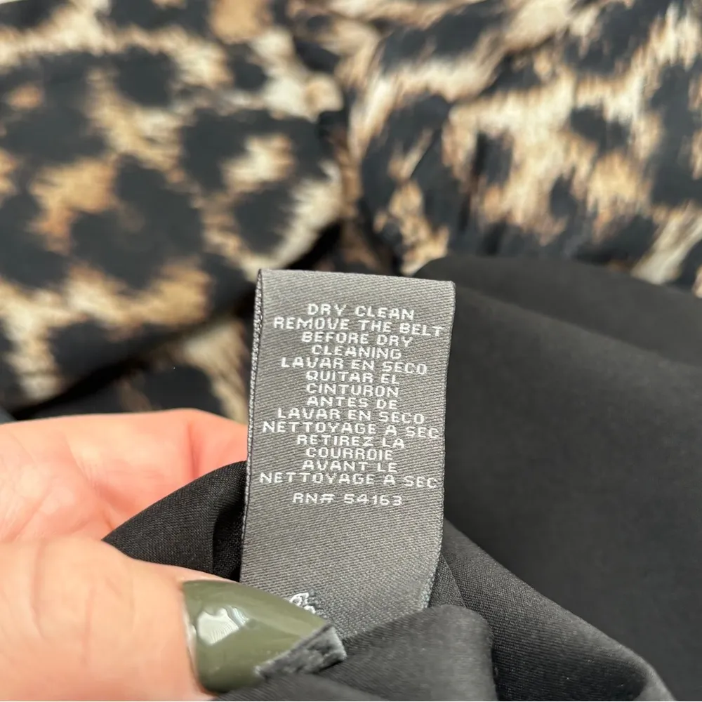 Vince Camuto Women's Leopard Animal‎ Print Tie-Neck Belted Shirt Dress Size 4 - Image 14