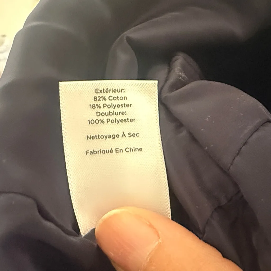 Talbots Classic Navy Textured Blazer Women’s Collarless Tweed Peplum Jacket 14 - Image 8