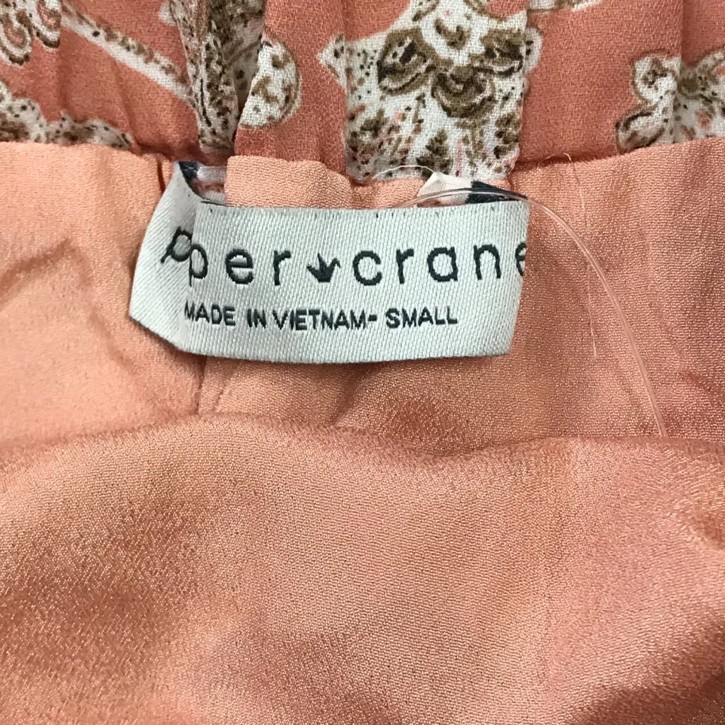 Paper Crane Paisley Skirt Women's Small Peach, Neutral Lined‎ Tie Elastic Waist - Image 5