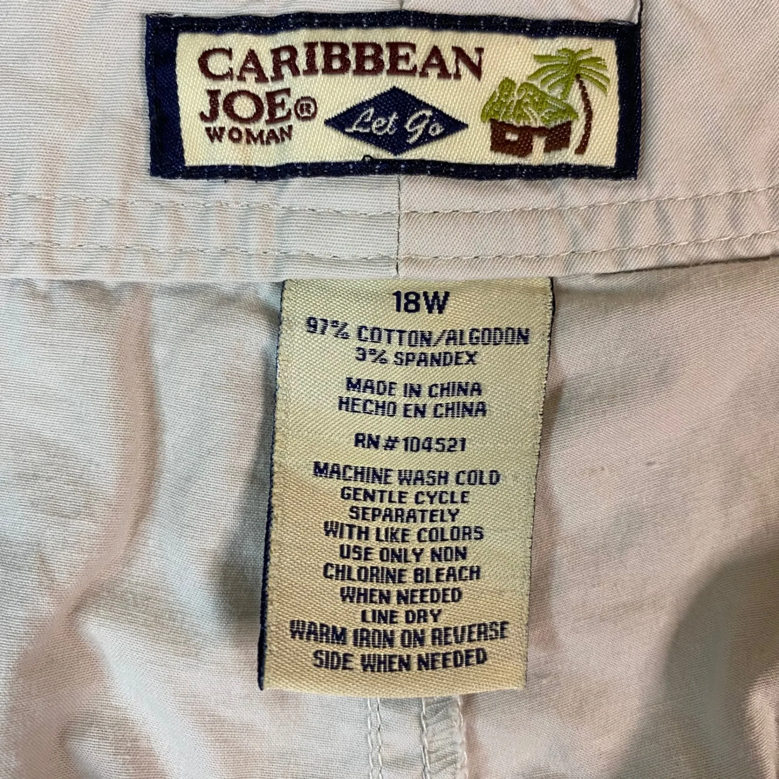 Caribbean Joe Woman's Bermuda Shorts Cropped Size 18W Cotton Comfort Beige EUC - Image 4
