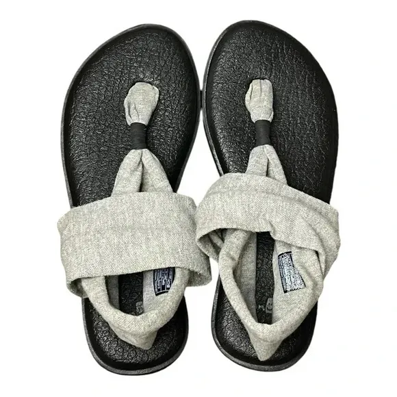 Sanuk Yoga Sling 2‎ Sandal Gray Lightweight Stretch Knit Women Size 6 - Image 2