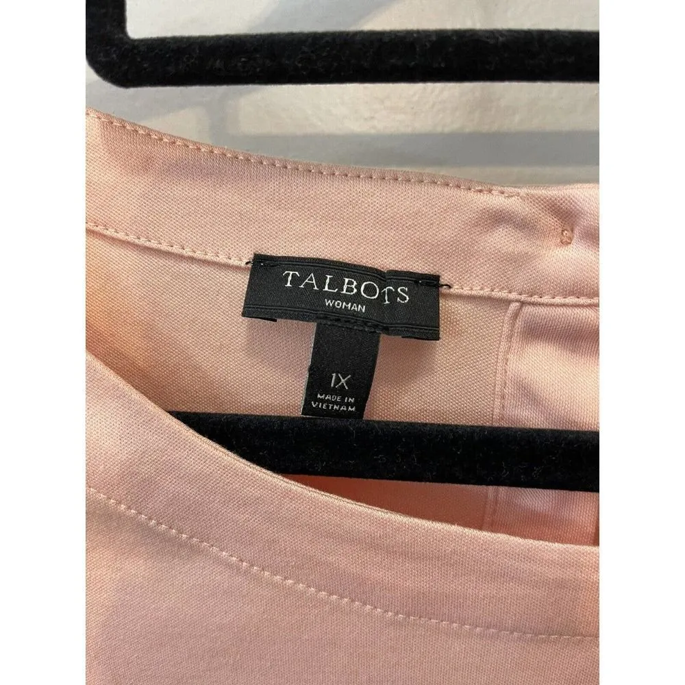 Talbots Shirt Womens 1X Peach Scoop Neck Button Back Supima Cotton NEW 3/4Sleeve - Image 3