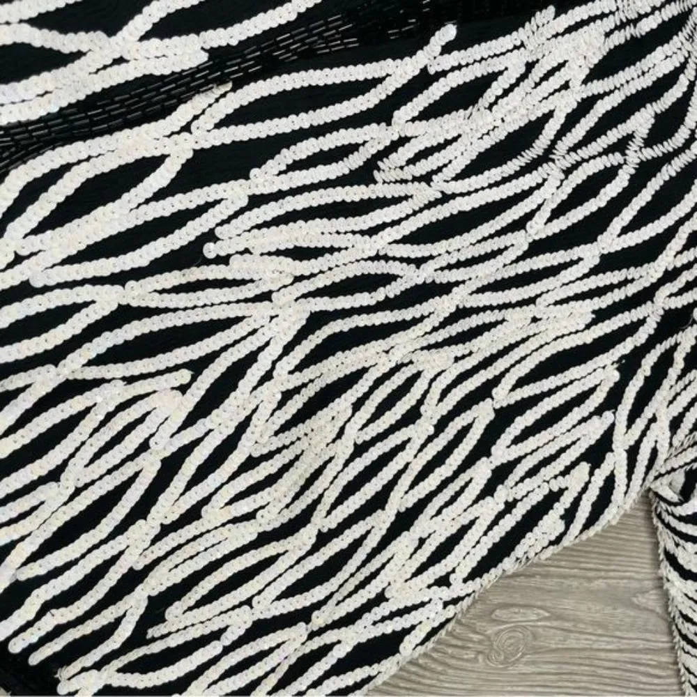 Nipon night pearl iridescent holographic sequin jacket cardigan shirt blazer m Black Size M - Image 6