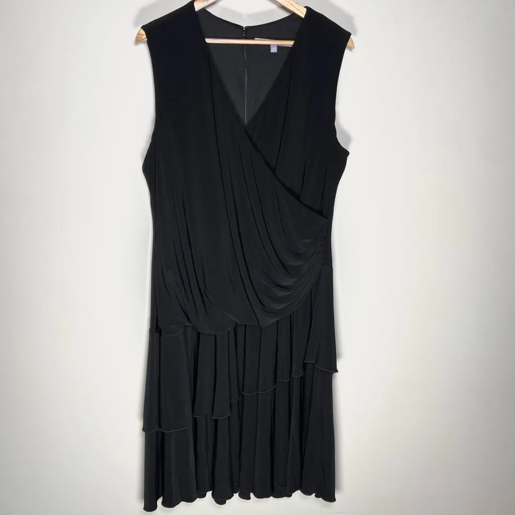 Carmen Marc Valvo Black Asymmetrical Mini Dress Whimsygoth Fairy Y2K Classy 20W - Image 2