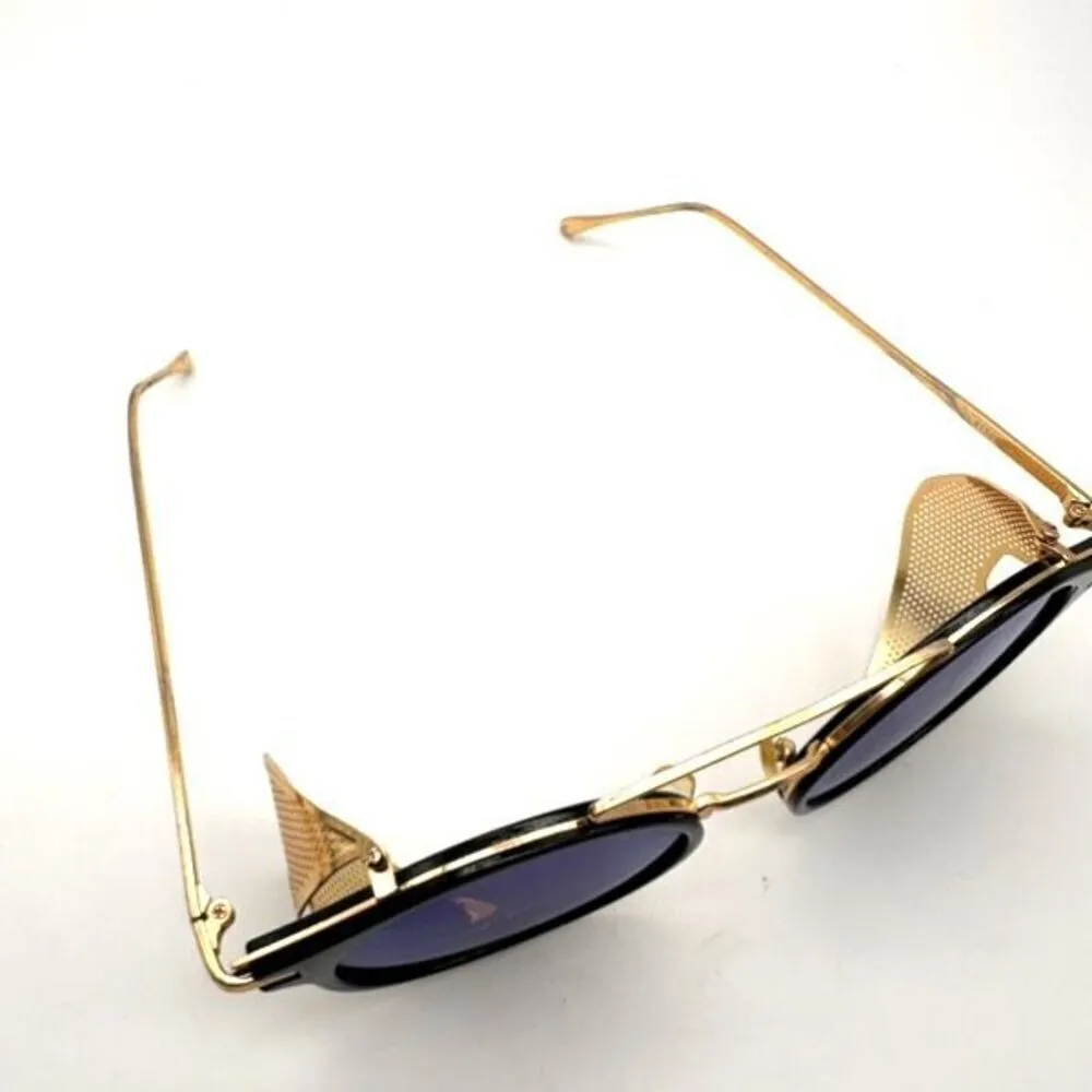 Steampunk sunglasses Sunnies black & Gold Halloween Costume Gold - Image 6