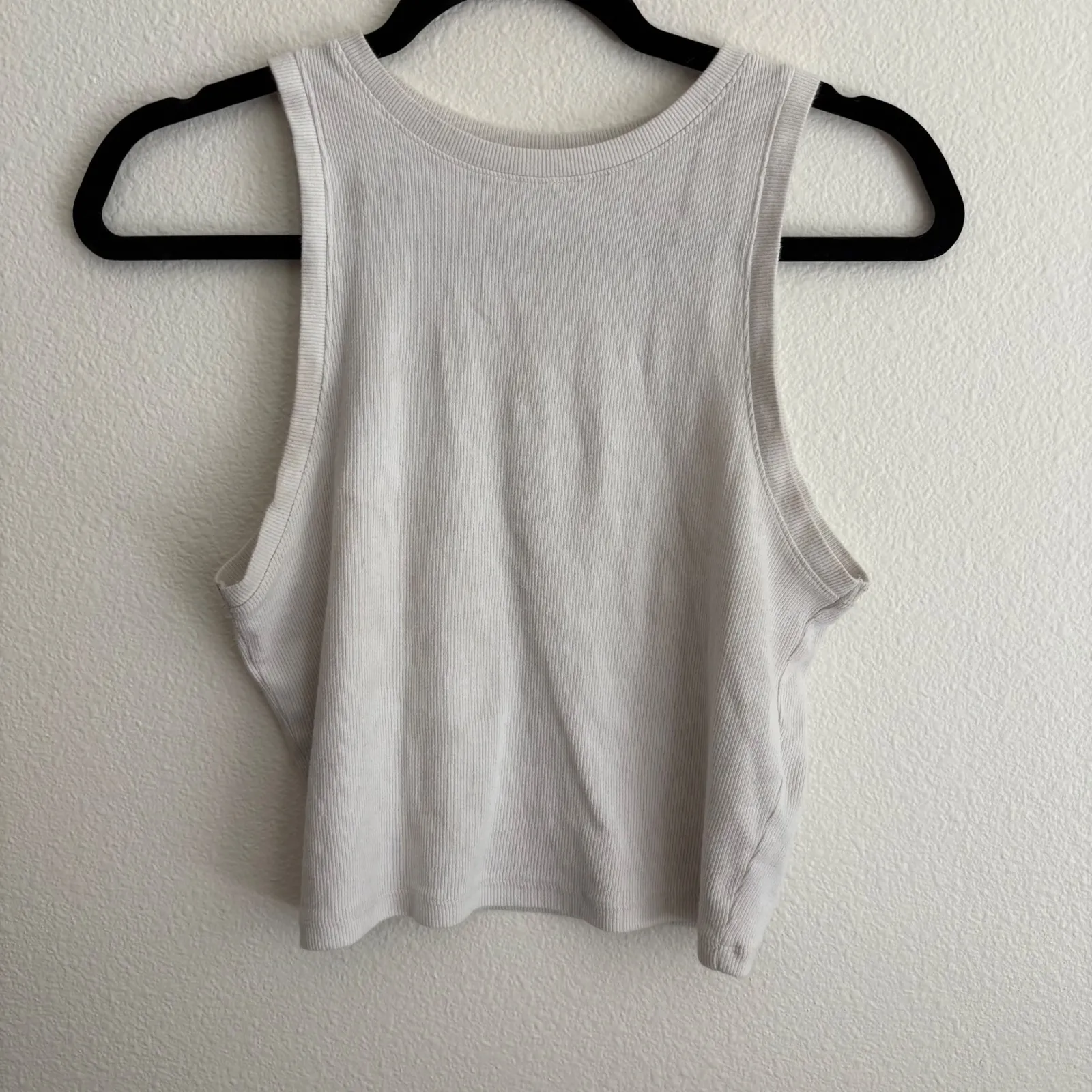 Hollister White Ribbed High Neck Tank Top Sleeveless Casual‎ Basic Fitted - Image 3