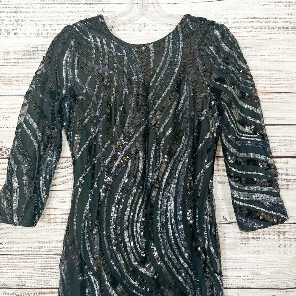 Express Silver and Black Sequin Mini Dress, EUC, Size 2, MSRP $128 - Image 4