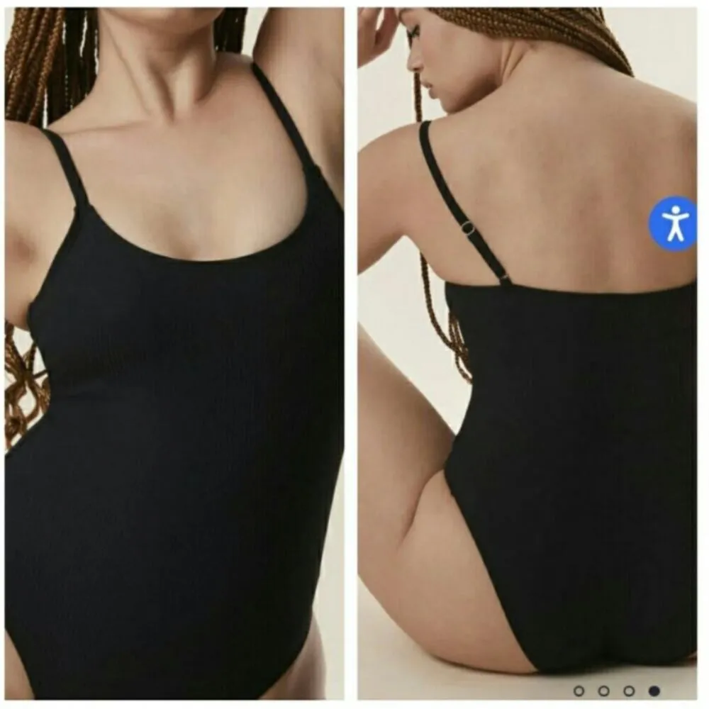 Andie Amalfi One Piece Black Scoop Neck Adjustable Straps Swim Size M New - Image 3
