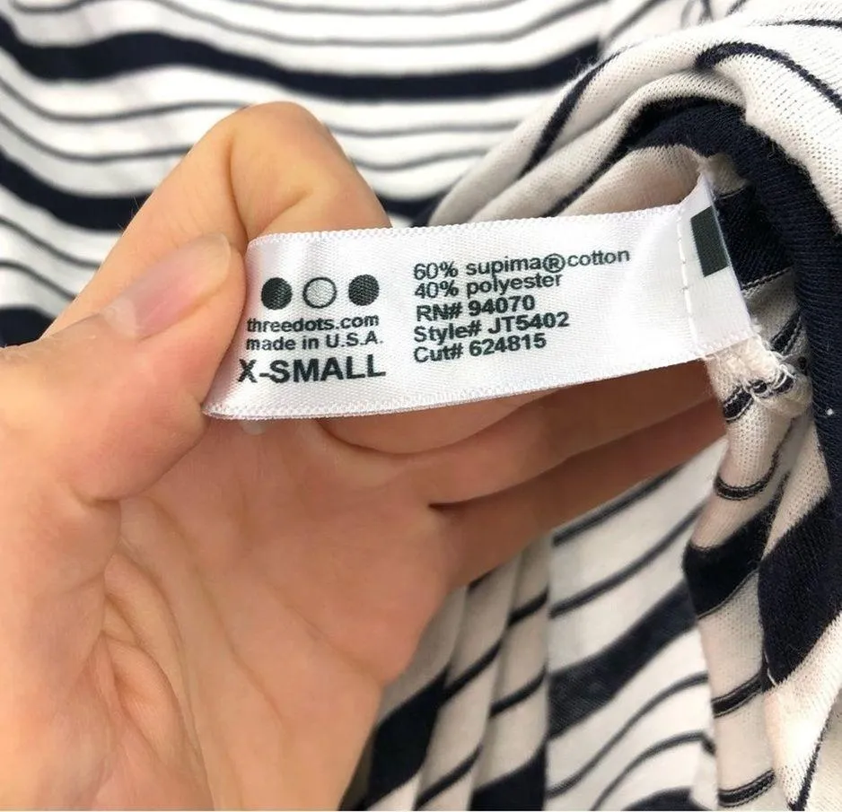 THREE DOTS Striped Maxi Dress White Navy XS - Image 7