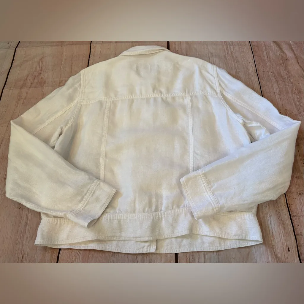Doncaster Woman’s Size 8 Linen Blazer Jacket White Buttons Lightweight - Image 5