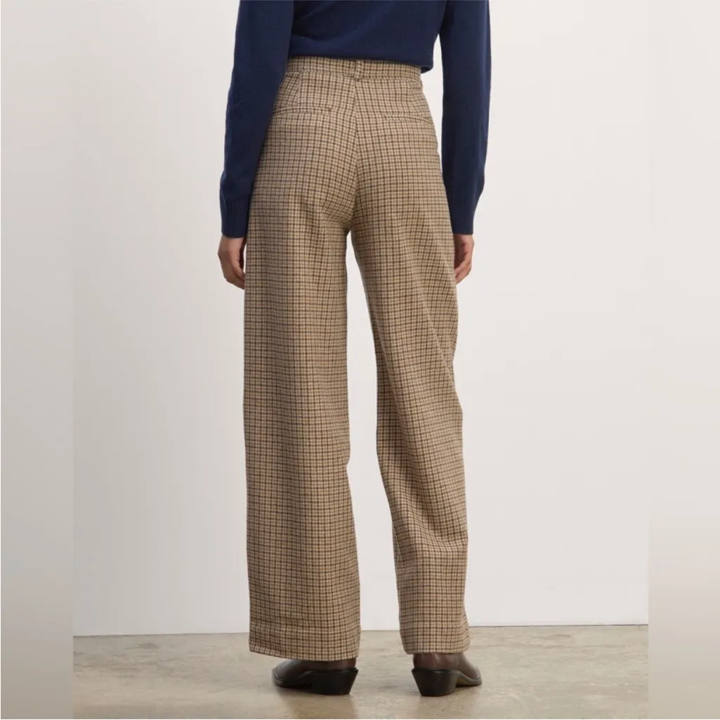 Everlane Rewool Way-high Drape Houndstooth Wool Pants - Image 3