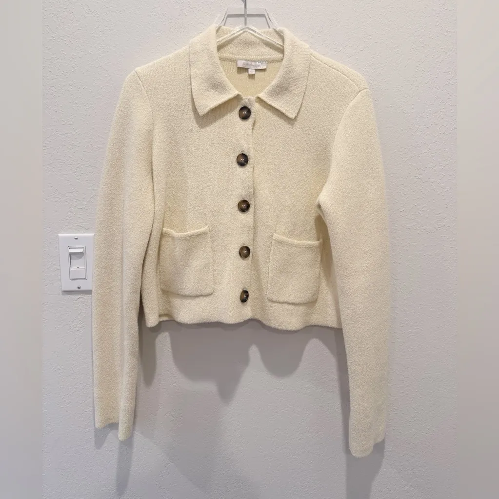 FAVORITE DAUGHTER The Annabel Jacket Moonbeam size L Knit Cardigan Butter Yellow Size L - Image 4