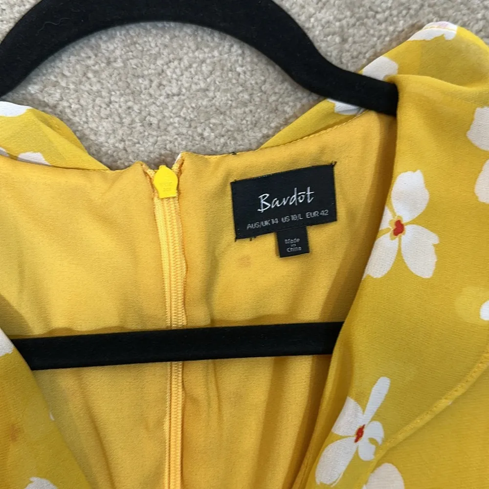 Bardot Abstract Daisy Mini Yellow Floral Ruffle Spring Tiered Dress Women 10 - Image 10