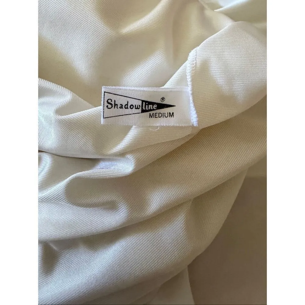 Shadowline Ivory Peignoir Robe Medium Button Front Lace Trim Vintage Nylon - Image 7