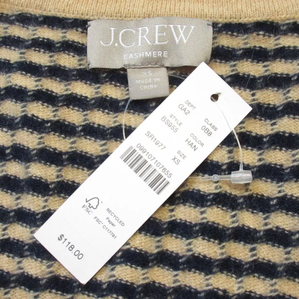 NWT J.Crew Cashmere Jacquard V-neck Sweater-Vest in Heather Almond Navy XS - Image 7
