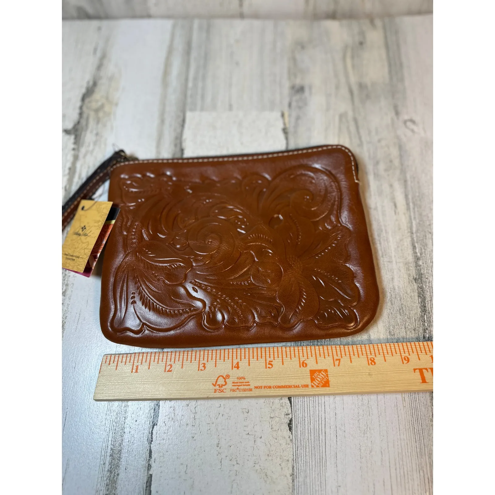 NWT Patricia Nash Florence Brown Embossed Leather Wristlet Pouch P28307 - Image 6