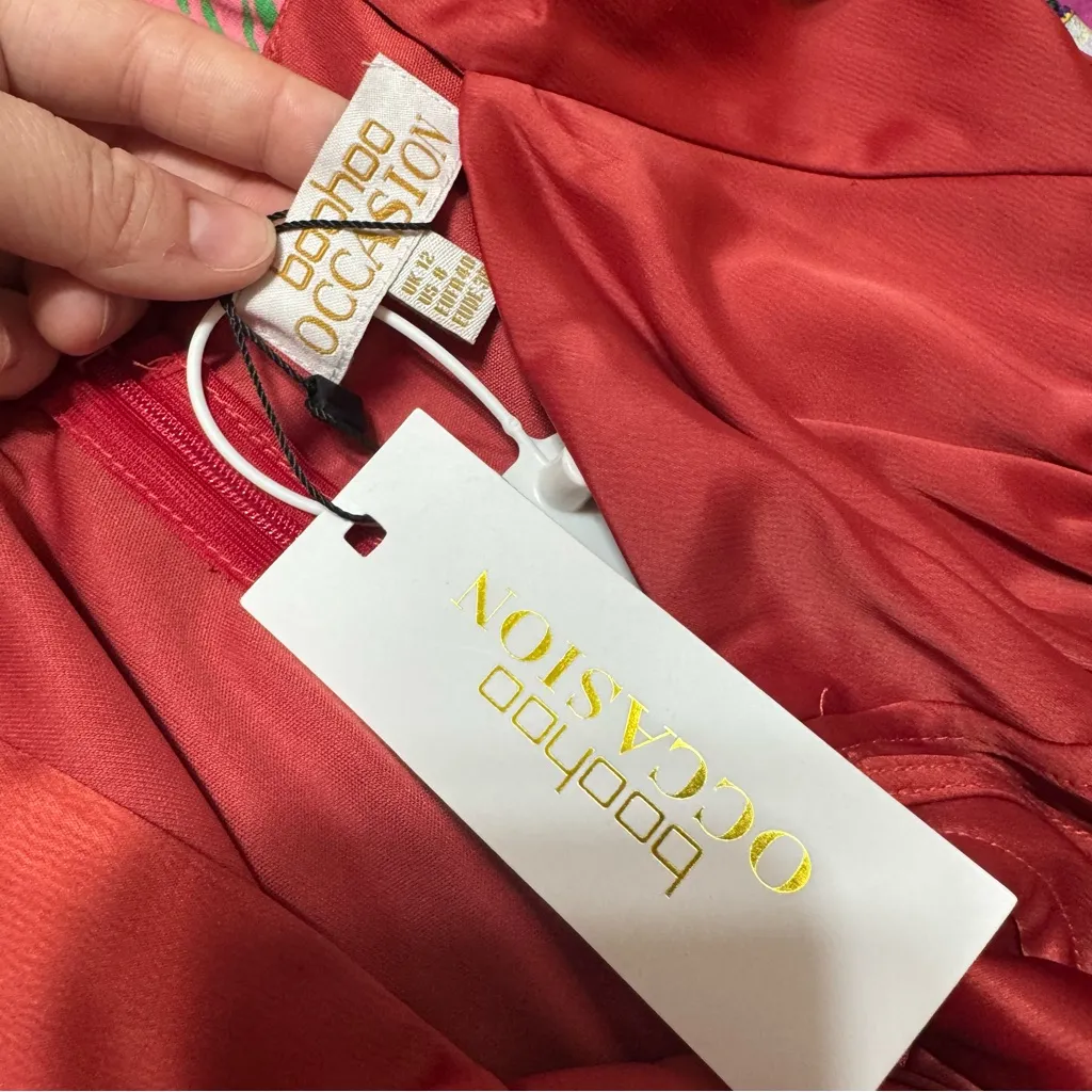 NWT Boohoo Satin Corset Detail Puff Sleeve Mini Dress - Image 8