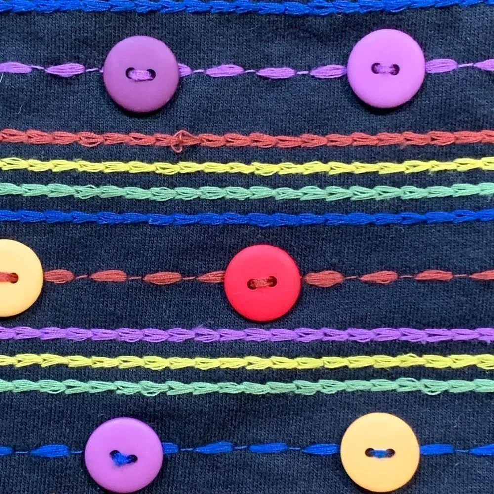 Vintage Coldwater Creek Jacket Black Jewel Tone Red Abstract Art Button Detail - Image 6