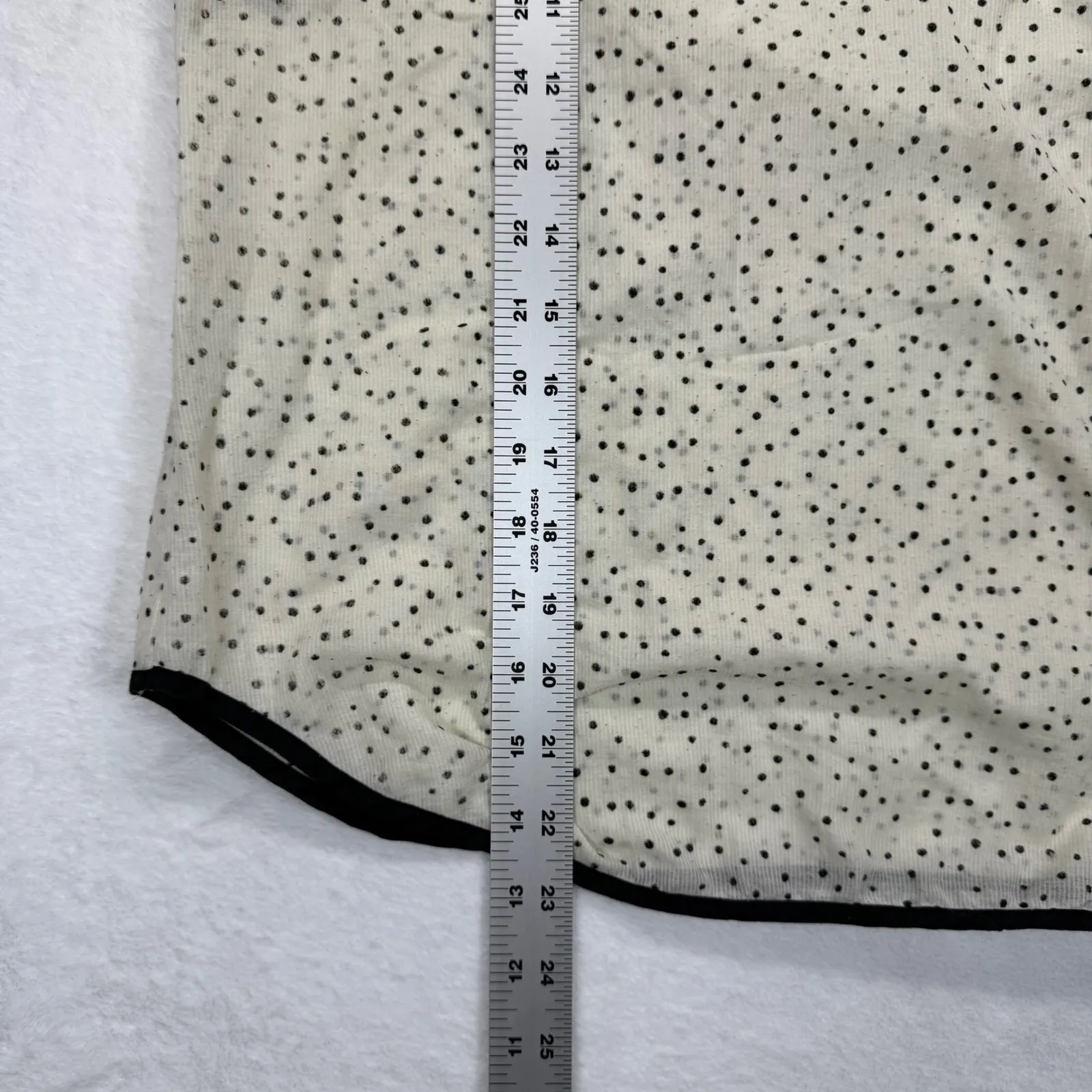 Free‎ People Polka Dot Blouse Sheer Long Sleeve Top Black Trim M READ - Image 4