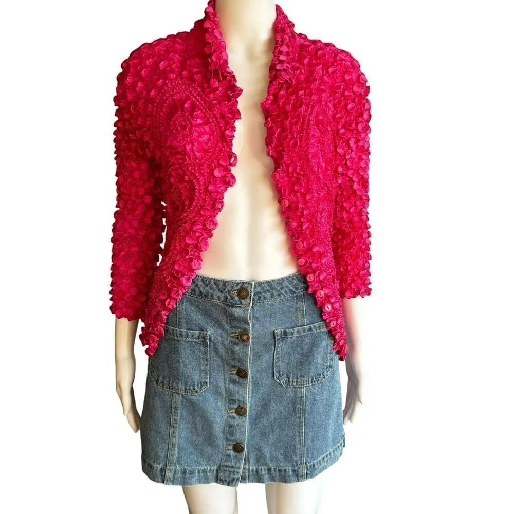 Hot Pink Popcorn Top 3/4 Sleeve - Image 4