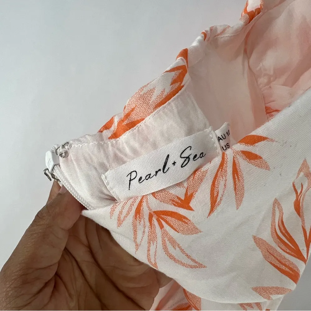 Sea + Pearl Talulah Dress Maxi Leaf Print Halter Cutouts Beach Coastal Orange Size 6 - Image 10