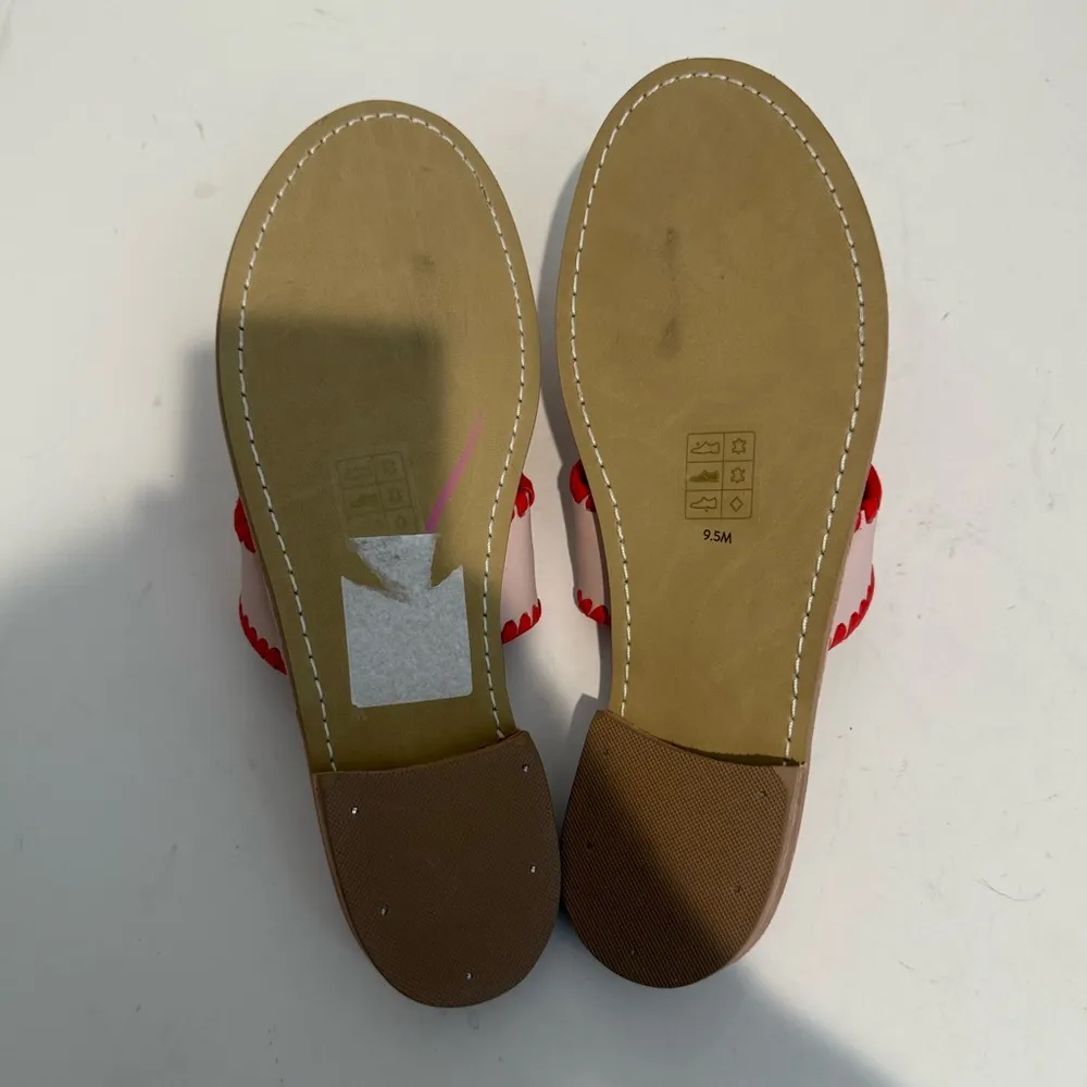 Jack Rogers Love Heart Anchor Pink Leather Slip-On Thong Sandals Pink Red 9.5 - Image 6