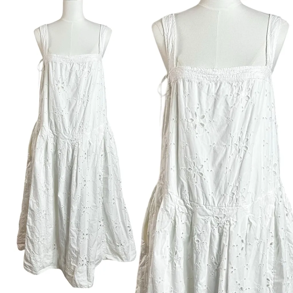 Free People Dainty Ethereal Cottage Primavera Lace Eyelet Midi Dress White XL - Image 10