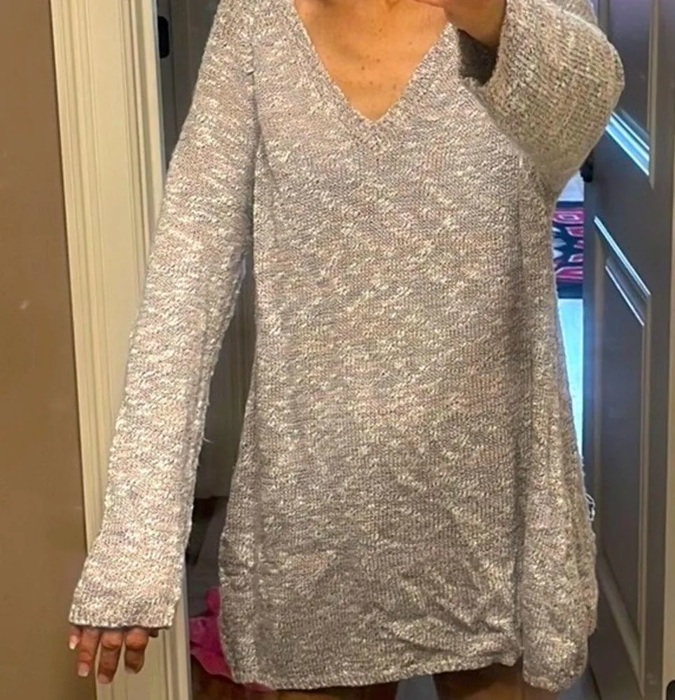 Oversized Cozy Comfy Sweater V Neck Womens medium Short Dress Tunic - Image 6