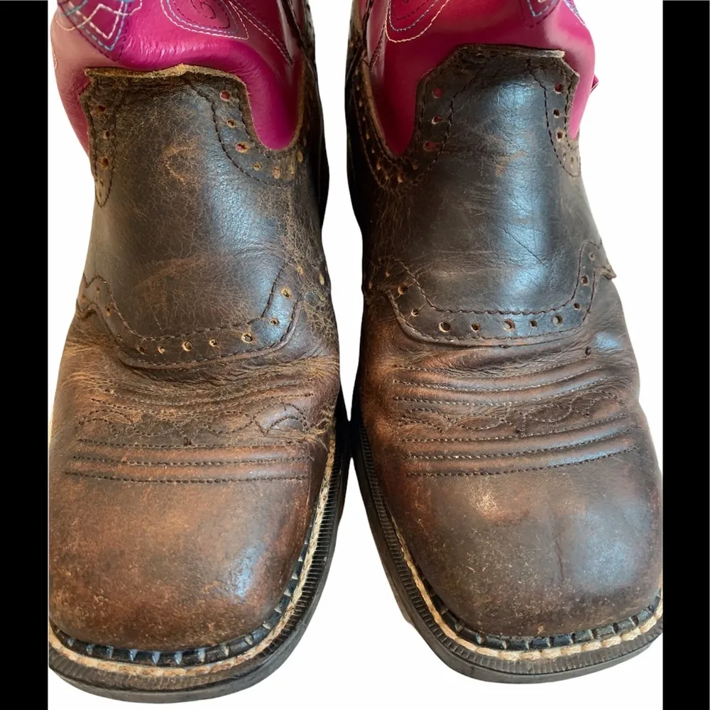 Justin Gypsy Western Boots, Brown and Fuchsia - Image 14