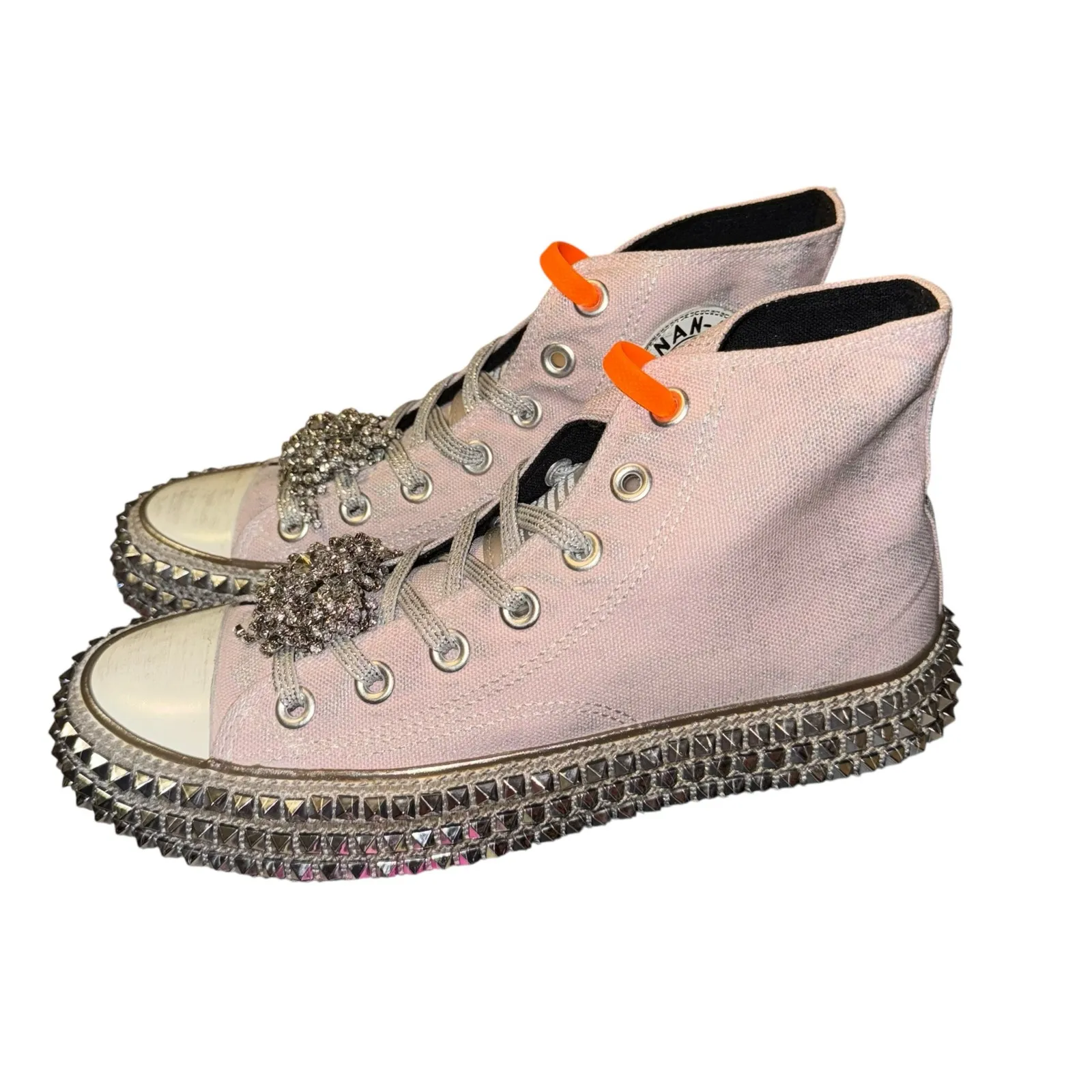 Free People Nan-Ku Couture Cruise Studded High Top Sneaker 37/ 6.5 Mellow Mauve - Image 8