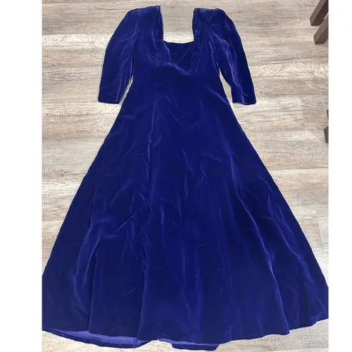 Vintage Bluff Women's Velvet Button Back Dress Blue Size‎ S Whimsical romantic - Image 3