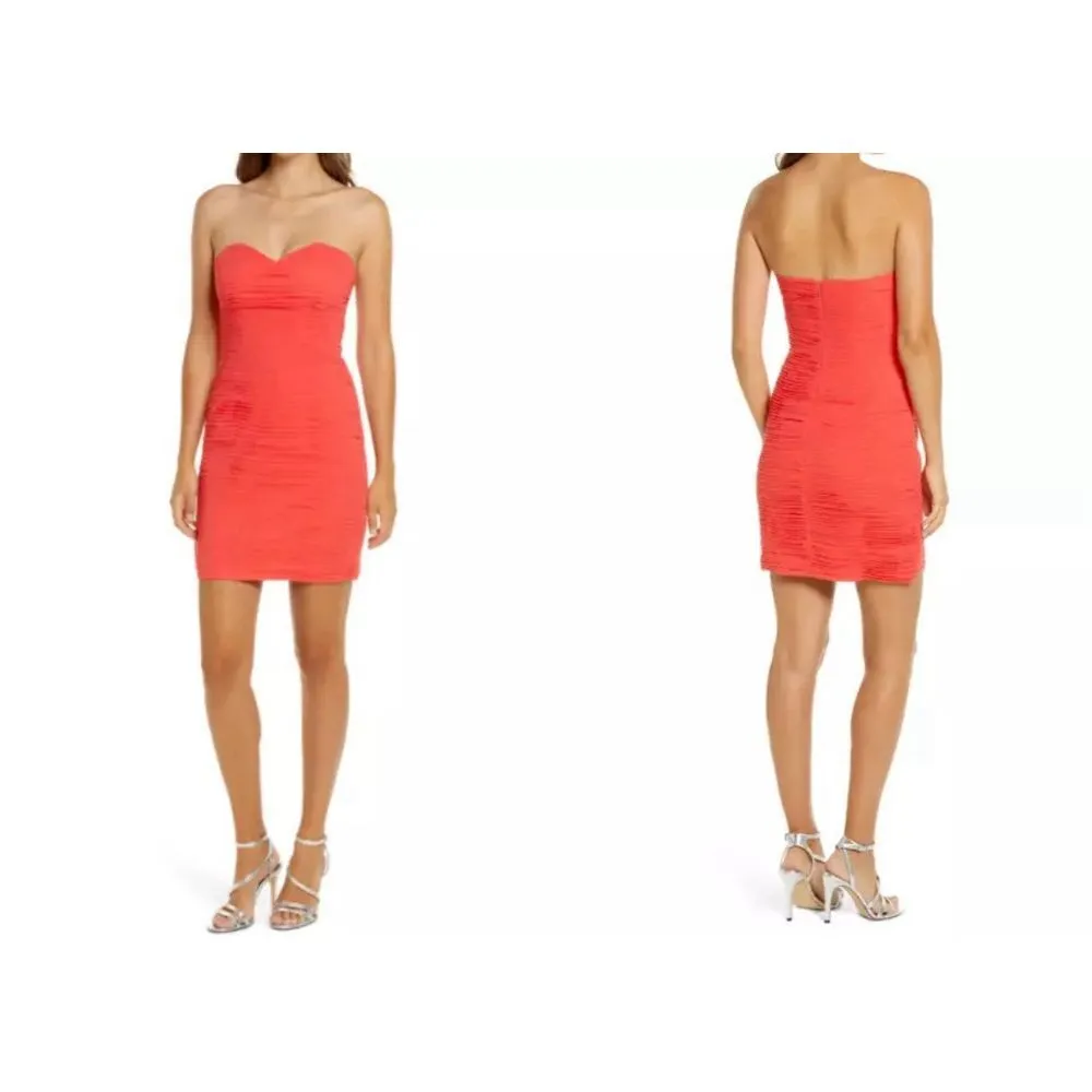 NWT Lavish Alice Pleated Chiffon Minidress Coral SIZE 12 - Image 2