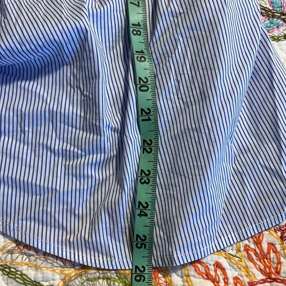 Willow & Clay medium womens chambray striped wrap blouse ruffle sleeve v neck - Image 10