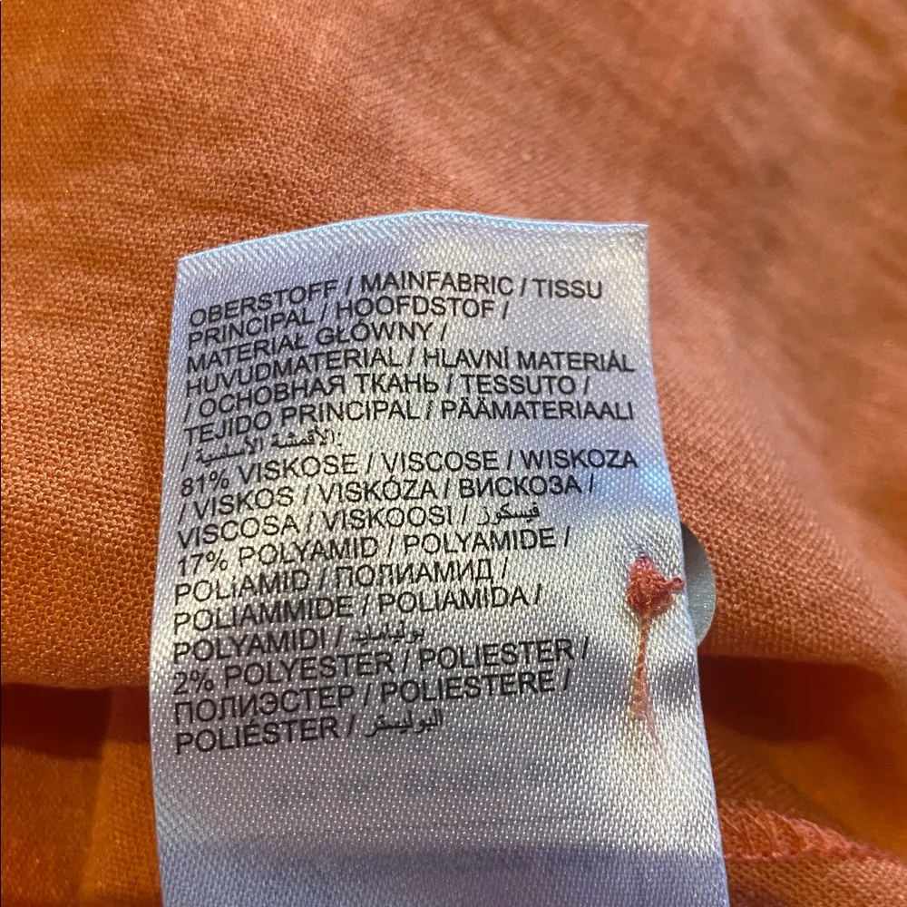 Ulla Popken Button Down Shirt Blouse Persimmon Sleeve Detail Size 28/30 Orange - Image 11