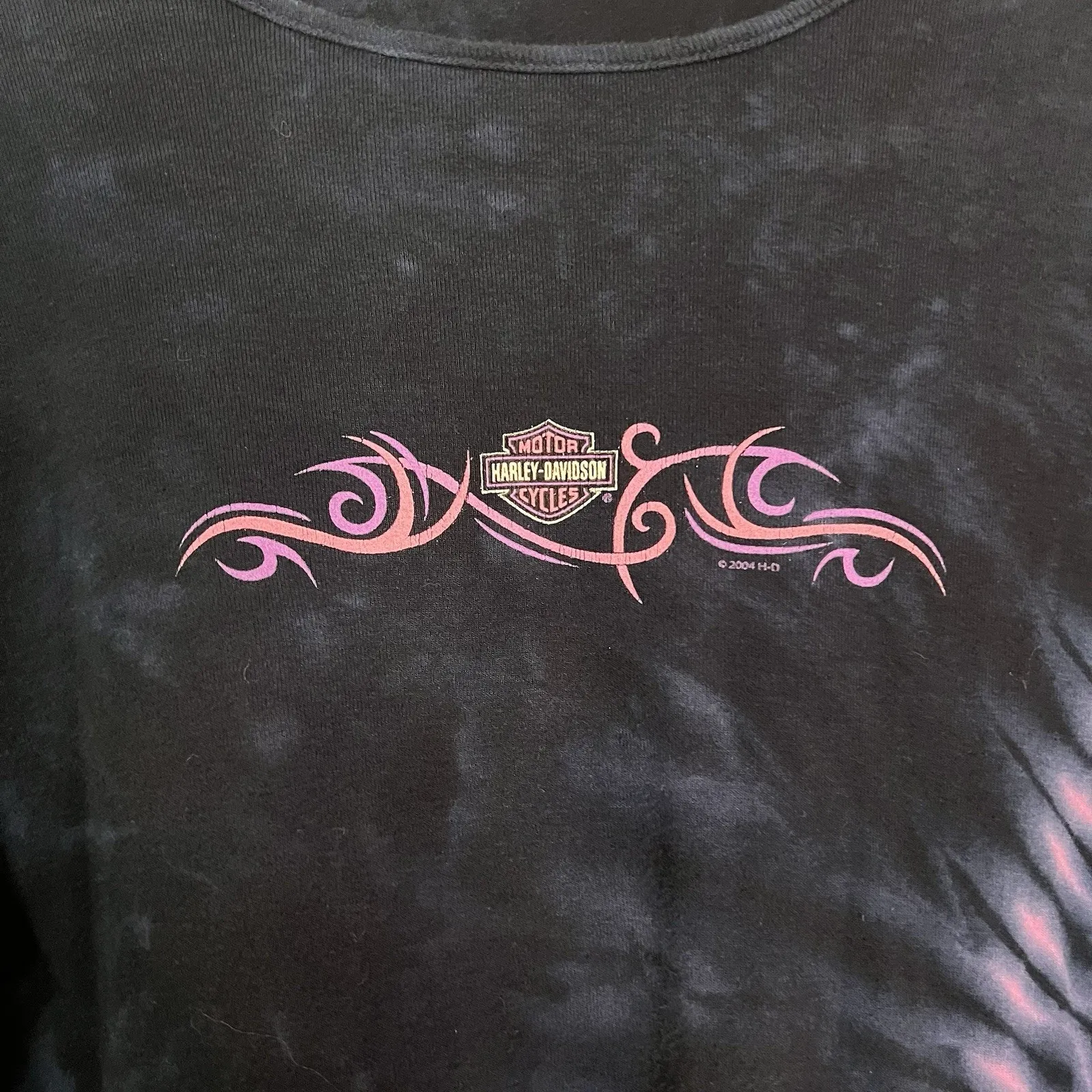 Vintage 2004 Harley Davidson Blue Tie Dye Long Sleeve Shirt X Large Made in USA Size XL - Image 3