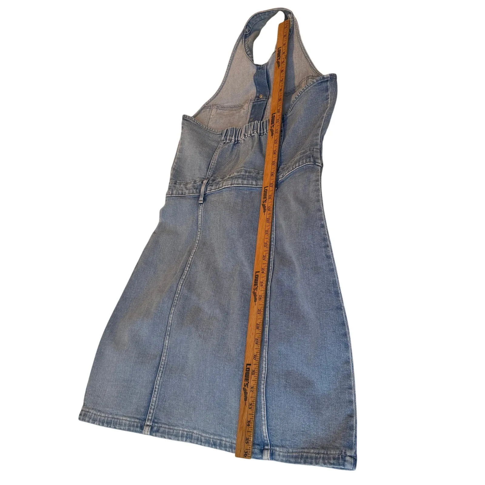 GAP Denim Halter Dress Button Front Blue Jean Size 8 Collared Jumper - Image 8