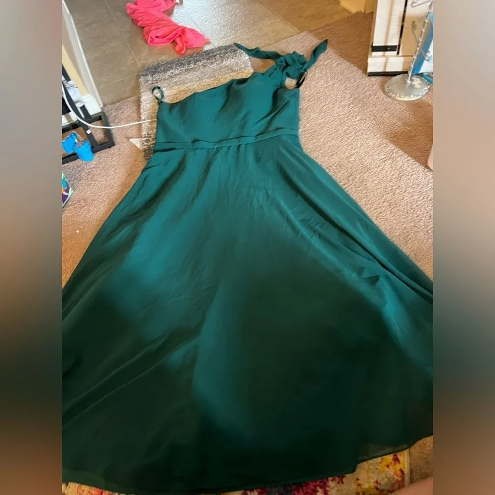 Morilee by Madeline Gardner green emerald one shoulder dress 16 - Image 2