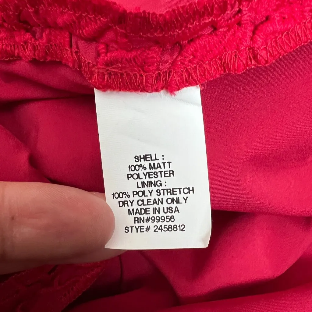 Anthropologie Shoshanna Dress Womens 8 Red Lace Sheath‎ Off Shoulder Fitted Sexy - Image 13