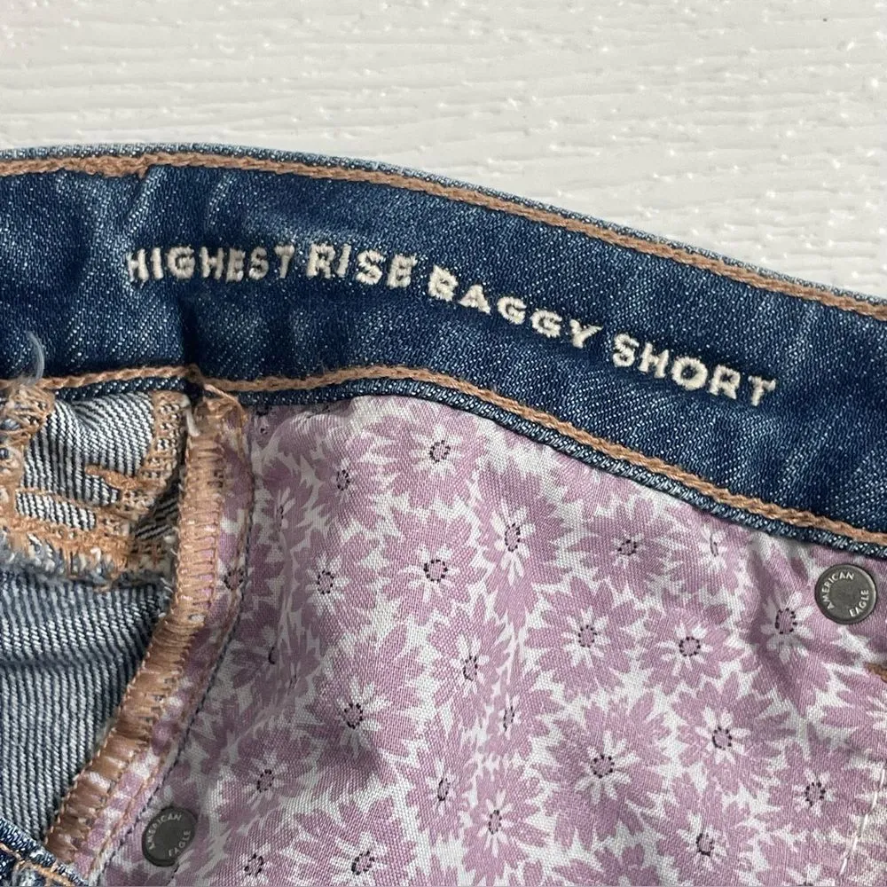 NWT American Eagle Jean Shorts ALTERED Cheeky Cut Off Patchwork Denim‎ Size 8 - Image 4