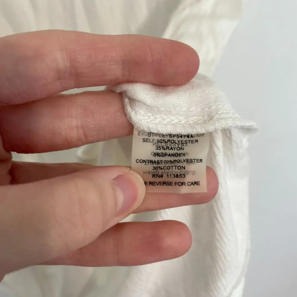 PIXLEY STITCH FIX STITCHFIX Solid White / Ivory ish Mixed Media Crochet Tank Top - Image 7