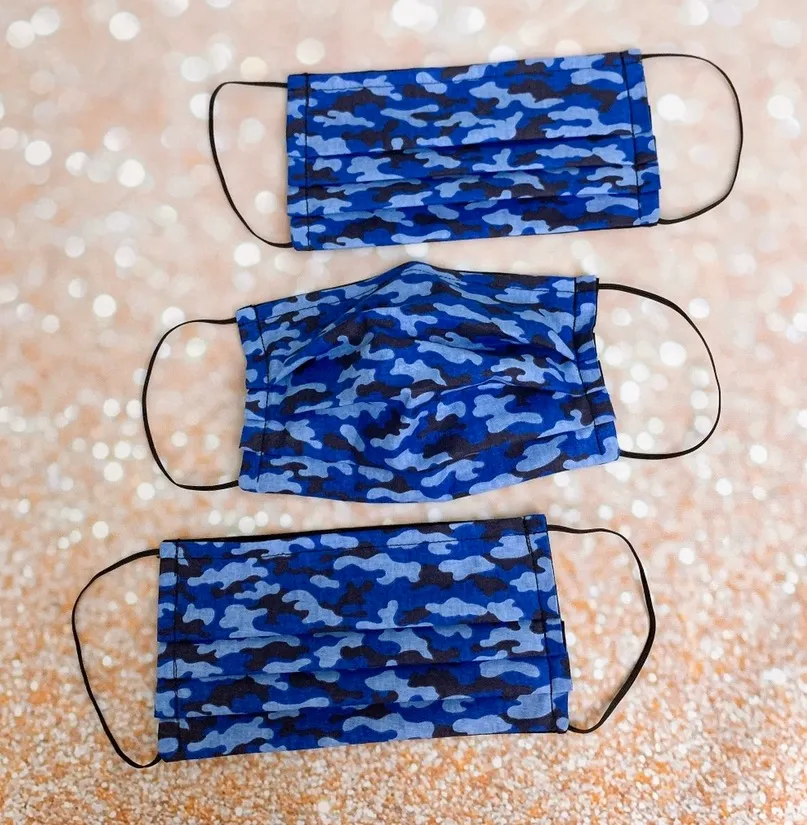 Blue Camo Premium Cotton Face Mask - Image 5