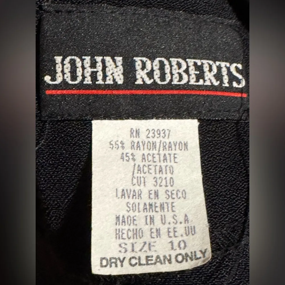 EUC Vintage John Roberts Black and Gold Long Midi Dress w/ shoulder pads size 10 - Image 9