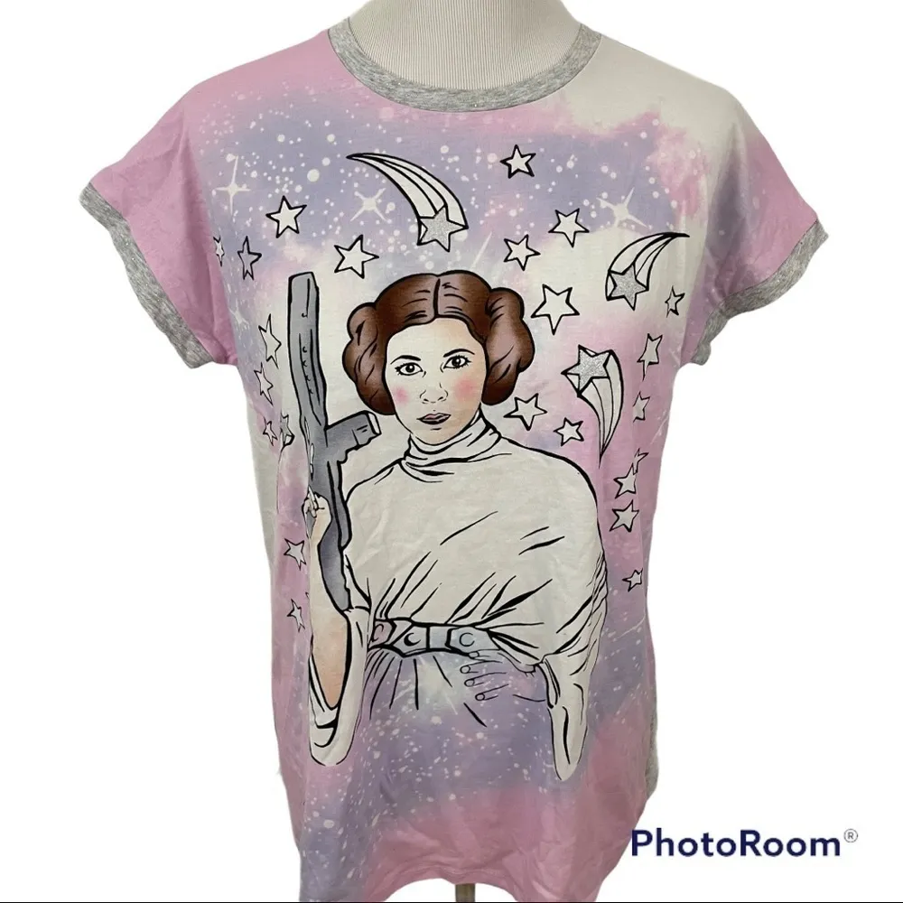 Peter Alexander Star Wars Princess Leia Graphic Shirt Small NWT Gray - Image 3