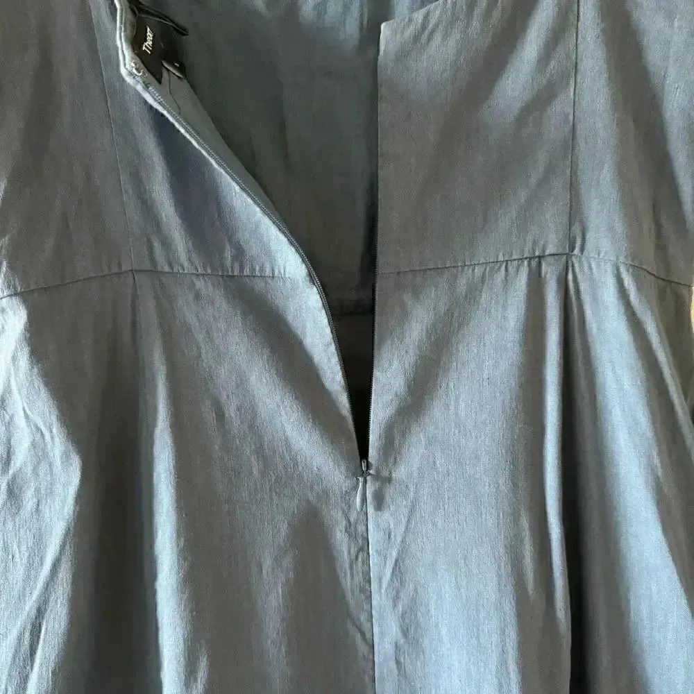 Theory Slip Square Neckline Viscose Blend Long Dress Maxi Stripes Sz 6 #1849 - Image 6